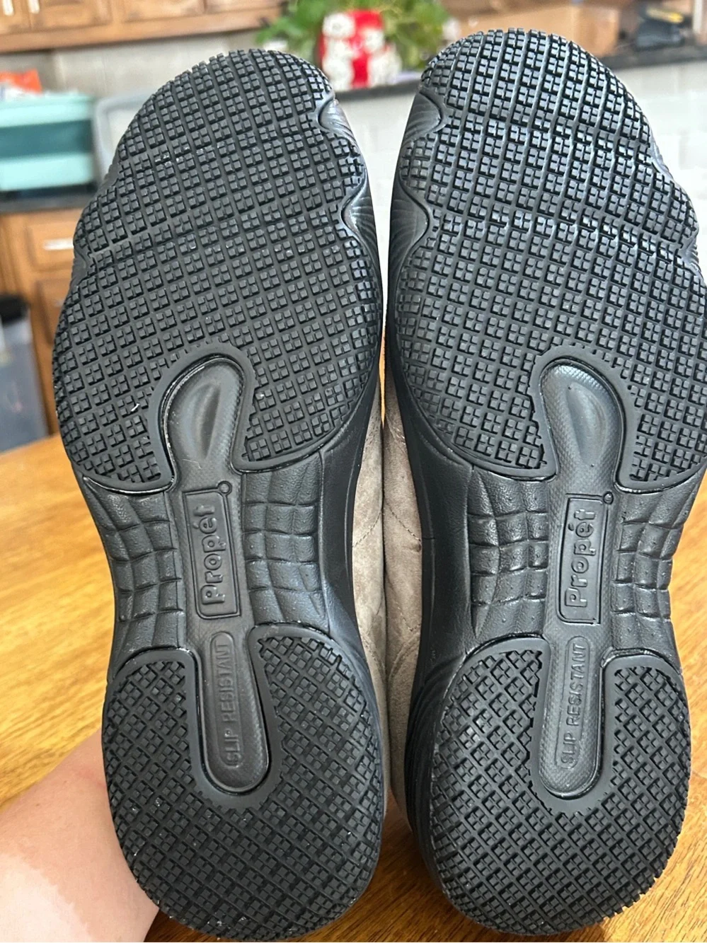 Propet Grey and Black Slip-On Suede Loafers for Men - New